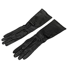 Louis Vuitton-Louis Vuitton Lambskin Ribbon Long Gloves-Black