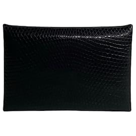 Hermès-Hermes Lizard Calvi Card Case Black-Black