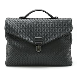 Bottega Veneta-Bottega Veneta Intrecciato Leather Briefcase-Black