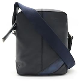 Berluti Leather Monolith Calligraphy Script Shoulder Bag Blue