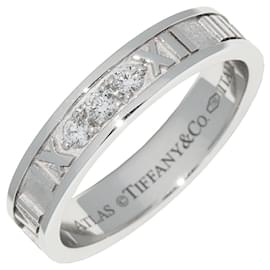 Tiffany & Co-Bague étroite Atlas K18WG avec diamant Tiffany & Co-Blanc