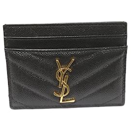 Yves Saint Laurent-Yves Saint Laurent Embossed Leather Card Case-Black