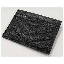 Yves Saint Laurent-Yves Saint Laurent Embossed Leather Card Case-Black