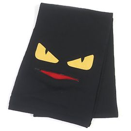 Fendi Wool Lamb Leather Monster Scarf Black