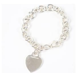 Tiffany & Co-Pulseira de tag em forma de coração Tiffany & Co em prata SV925-Prata,Metálico