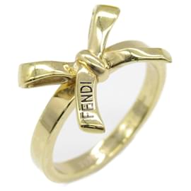 Fendi-Fendi Ribbon Motif Ring Gold Plated Jewelry-Golden,Metallic