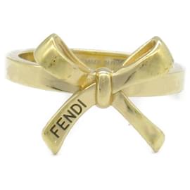 Fendi-Fendi Ribbon Motif Ring Gold Plated Jewelry-Golden,Metallic