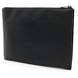 Yves Saint Laurent-Yves Saint Laurent Leather Monogram Zip Clutch-Black