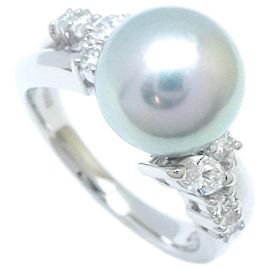 TASAKI Perlenring Graue Perle Diamant Pt900 Grau