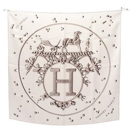 Bufanda de seda Hermès VIF ARGENT Blanco
