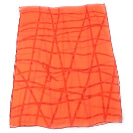 Hermès Chal de chiffon Bolduc de seda HERMES naranja Naranja