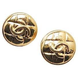 Chanel-Chanel Vintage Coco Mark Matelasse Earrings-Golden,Metallic
