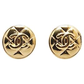 Chanel-Chanel Vintage Coco Mark Matelasse Earrings-Golden,Metallic