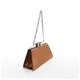 Fendi-Fendi Peekaboo Cut Medium Leather Shoulder Bag-Brown