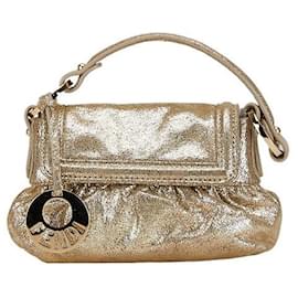 Fendi-Fendi Leather Chef Mini Handbag 8BK037 Gold-Golden,Metallic