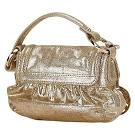 Fendi-Fendi Leather Chef Mini Handbag 8BK037 Gold-Golden,Metallic