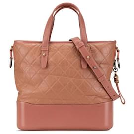 Chanel-Chanel Gabrielle Leather 2WAY Handbag-Pink