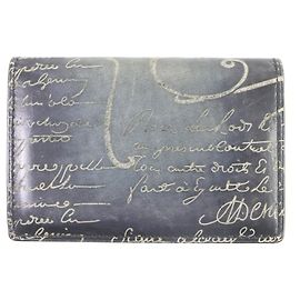 Berluti Leather Calligraphy Scritto Card Holder Black