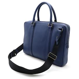 Burberry-Burberry Leather Briefcase Business Bag-Blue