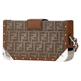 Fendi-Fendi Zucca Trunk Shoulder Bag 7VA498 Brown PVC Leather-Brown
