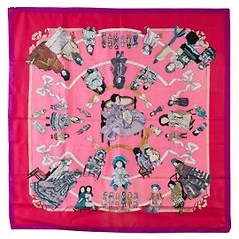 Hermès Bufanda de seda Hermes Hello Dolly Multicolor Rosa