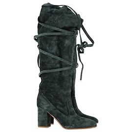 Zimmermann Tie Up Over the Knee Boots in Green Suede Green