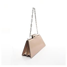 Fendi-Fendi Peekaboo Cut Medium Leather Shoulder Bag-Brown,Beige