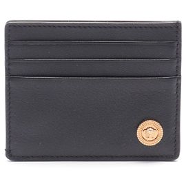 Versace Medusa Leather Card Case Black Black