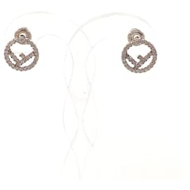 Fendi-Fendi Metal Rhinestone Earrings 8AG738-Silvery,Metallic