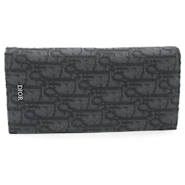 Christian Dior-Dior Trotter Jacquard Long Wallet Black-Black