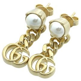 Orecchini Gucci GG Marmont con perle D'oro Metallico