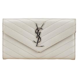 Yves Saint Laurent-Yves Saint Laurent Cassandra V-Stitch Wallet-White