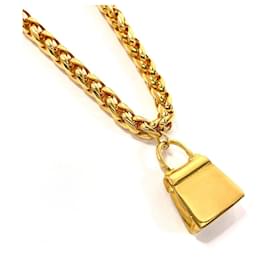 Fendi-Fendi Gold Bag Charm Necklace-Golden,Metallic