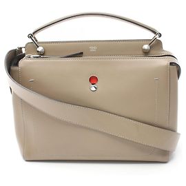 Bolsa de couro Fendi Dotcom 8BN293 Marrom Bege