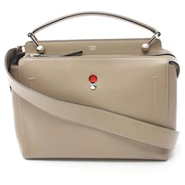 Fendi-Sac à main en cuir Fendi Dotcom 8BN293-Marron,Beige