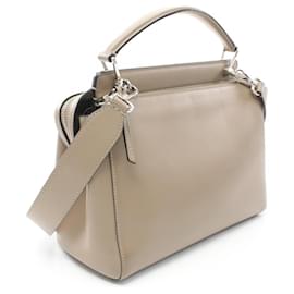 Fendi-Fendi Dotcom Leather Handbag 8BN293-Brown,Beige