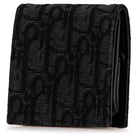 Christian Dior-Dior Leather Jacquard Coin Case-Blue