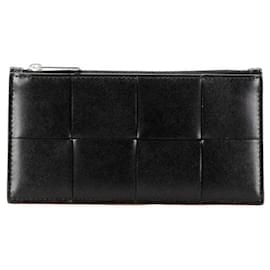 Bottega Veneta-Bottega Veneta Intrecciato Leather Card Coin Case-Black