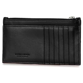 Bottega Veneta-Bottega Veneta Intrecciato Leather Card Coin Case-Black