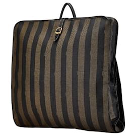 Fendi-Fendi Pequin Garment Bag Brown Black PVC Leather-Brown
