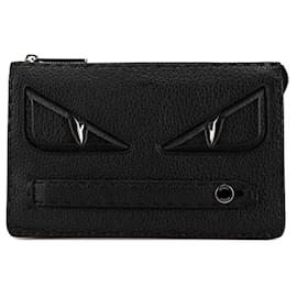 Fendi-Fendi Leather Selleria Bugs Monster Clutch Bag-Black