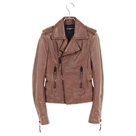 Balenciaga-Balenciaga Lamb Leather Riders Jacket Brown-Brown