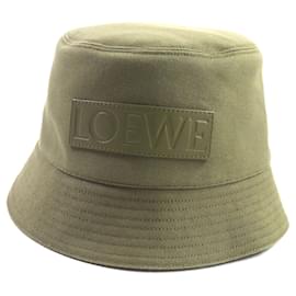 Loewe-Loewe Cotton Bucket Hat with Leather Logo-Green