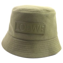 Chapéu bucket de algodão Loewe com logo de couro Verde
