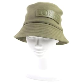 Loewe-Loewe Cotton Bucket Hat with Leather Logo-Green