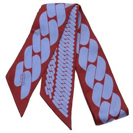 Sciarpa Hermès Silk Twilly CLIC C'EST NOUE Marrone