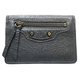Balenciaga-Balenciaga Leather Card Case 477453-Grey