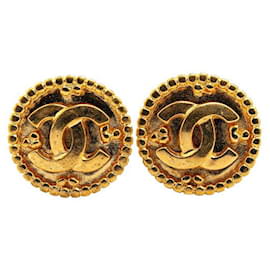 Chanel-Chanel Vintage Coco Mark Round Earrings Gold-Golden,Metallic