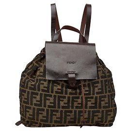 Fendi Zucca Canvas Leder Rucksack 15980 Braun