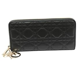 Christian Dior-Dior Lady Dior Cannage Long Wallet Black-Black